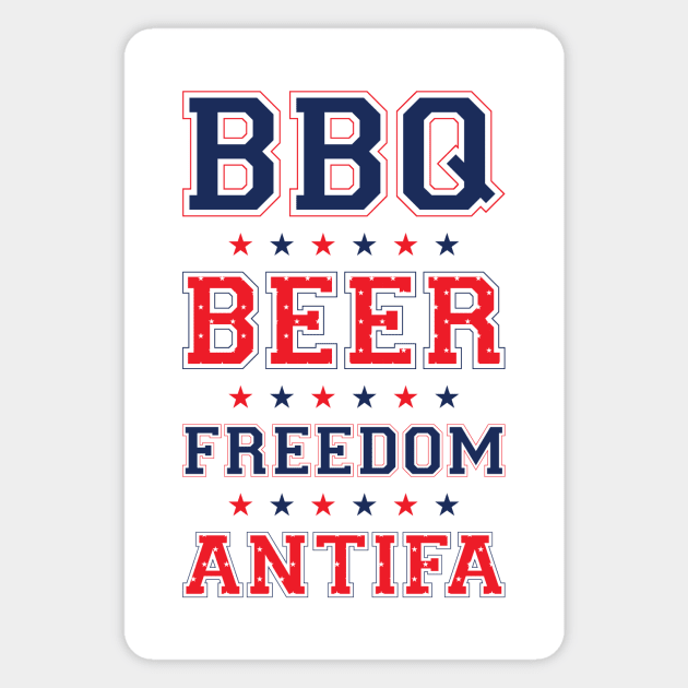 BBQ BEER FREEDOM ANTIFA Magnet by Laugh Owens Laugh